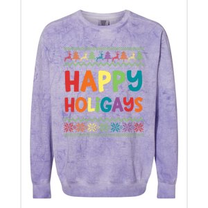 Gay Christmas Funny Lgbt Happy Holigays Rainbow Party Gift Meaningful Gift Colorblast Crewneck Sweatshirt