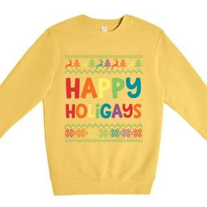 Gay Christmas Funny Lgbt Happy Holigays Rainbow Party Gift Meaningful Gift Premium Crewneck Sweatshirt