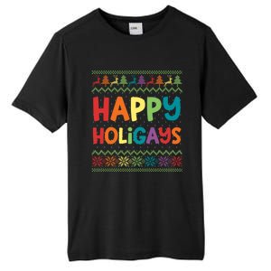 Gay Christmas Funny Lgbt Happy Holigays Rainbow Party Gift Meaningful Gift Tall Fusion ChromaSoft Performance T-Shirt