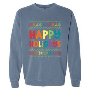 Gay Christmas Funny Lgbt Happy Holigays Rainbow Party Gift Meaningful Gift Garment-Dyed Sweatshirt