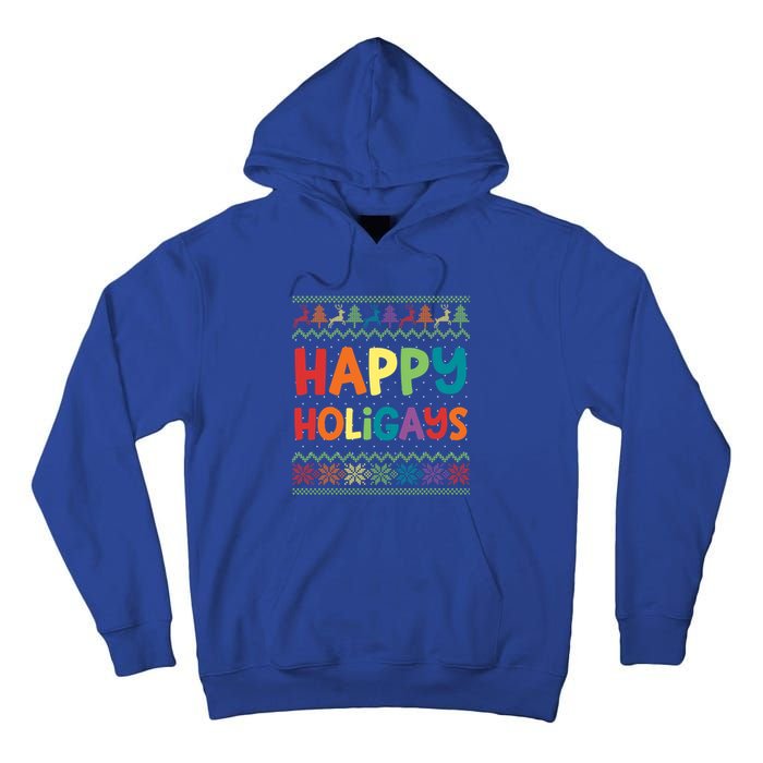 Gay Christmas Funny Lgbt Happy Holigays Rainbow Party Gift Meaningful Gift Tall Hoodie