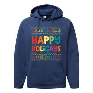 Gay Christmas Funny Lgbt Happy Holigays Rainbow Party Gift Meaningful Gift Performance Fleece Hoodie