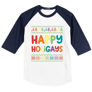 Gay Christmas Funny Lgbt Happy Holigays Rainbow Party Gift Meaningful Gift Baseball Sleeve Shirt