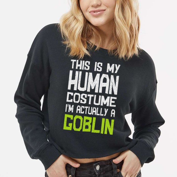 Goblin Creature Fantasy World Goblin Leprechaun Costume Cropped Pullover Crew