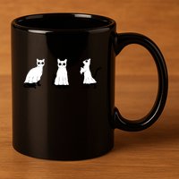Ghost Cats Funny Halloween 11oz C Handle Ceramic Mug