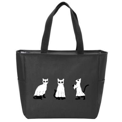 Ghost Cats Funny Halloween Zip Tote Bag