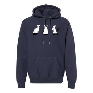 Ghost Cats Funny Halloween Premium Hoodie