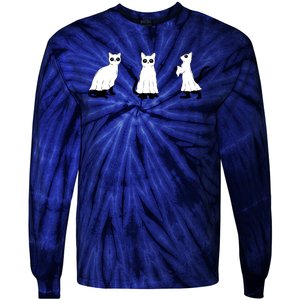 Ghost Cats Funny Halloween Tie-Dye Long Sleeve Shirt