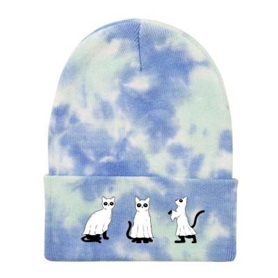 Ghost Cats Funny Halloween Tie Dye 12in Knit Beanie