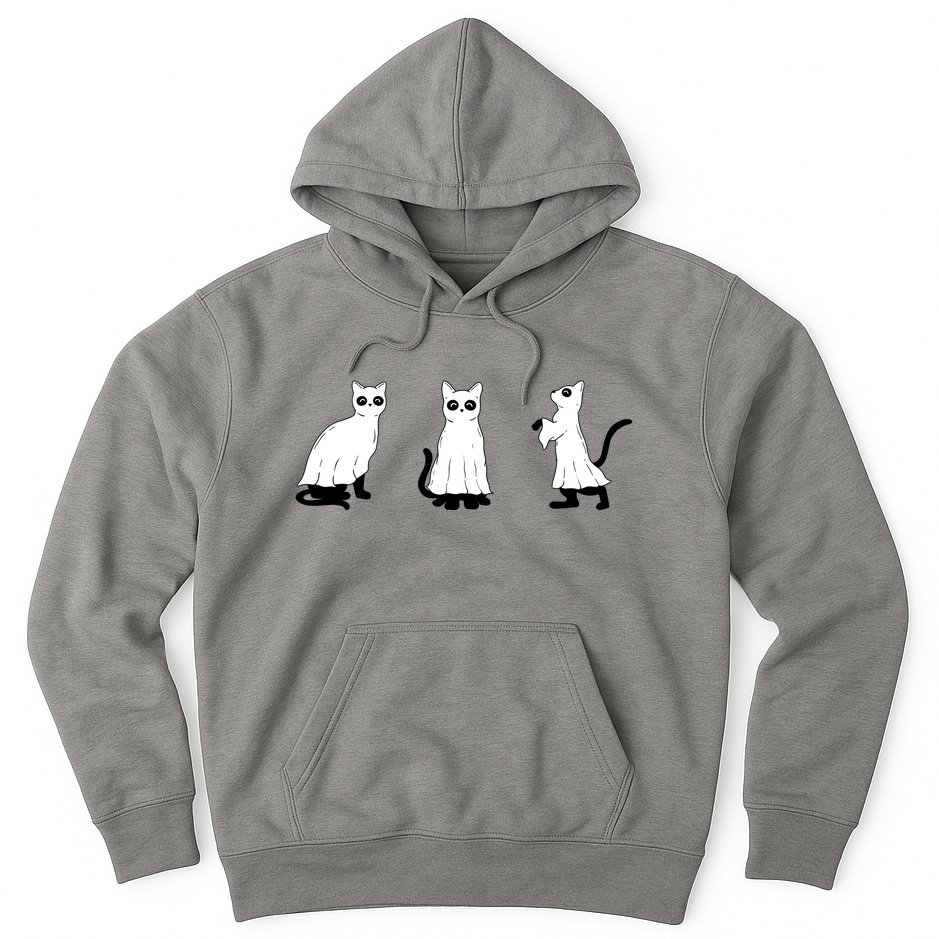Ghost Cats Funny Halloween Hoodie