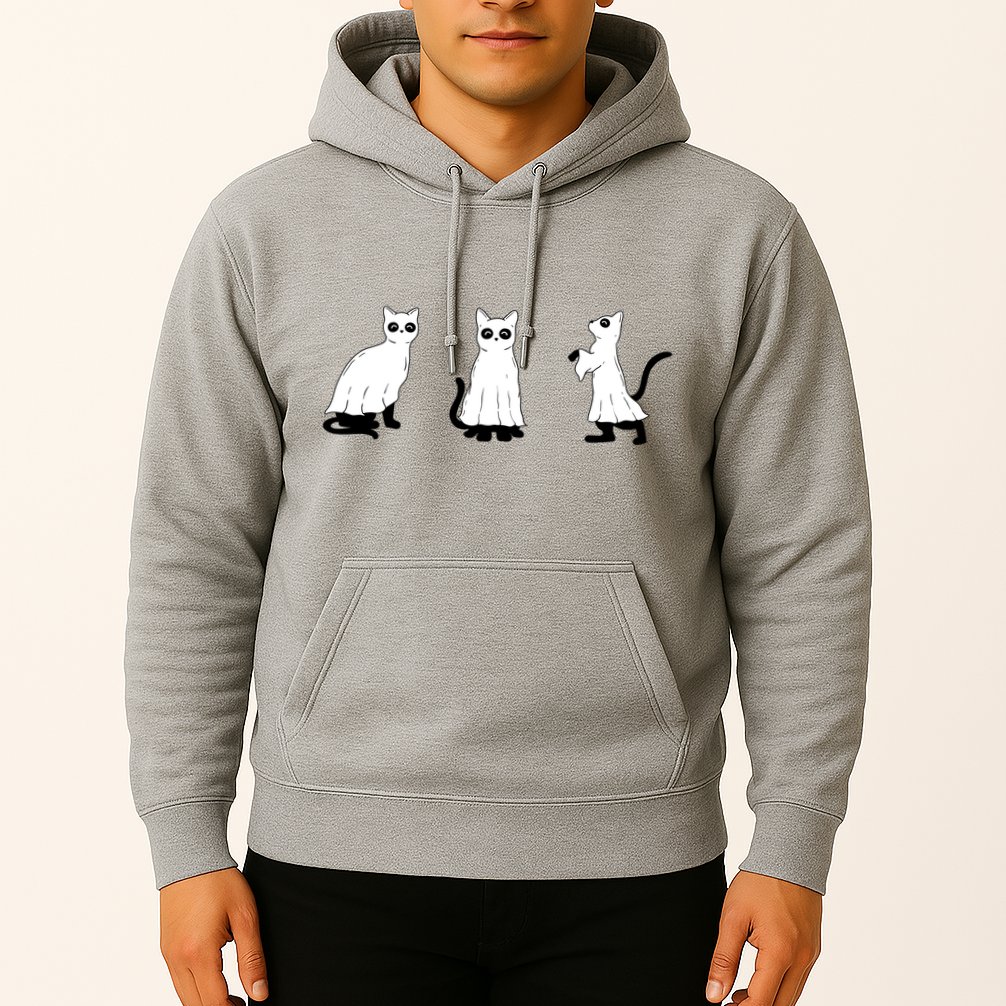 Ghost Cats Funny Halloween Hoodie