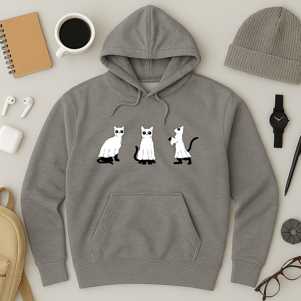 Ghost Cats Funny Halloween Hoodie