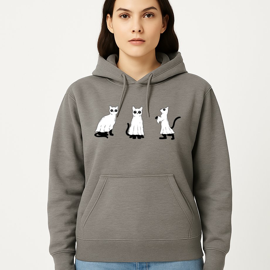 Ghost Cats Funny Halloween Hoodie