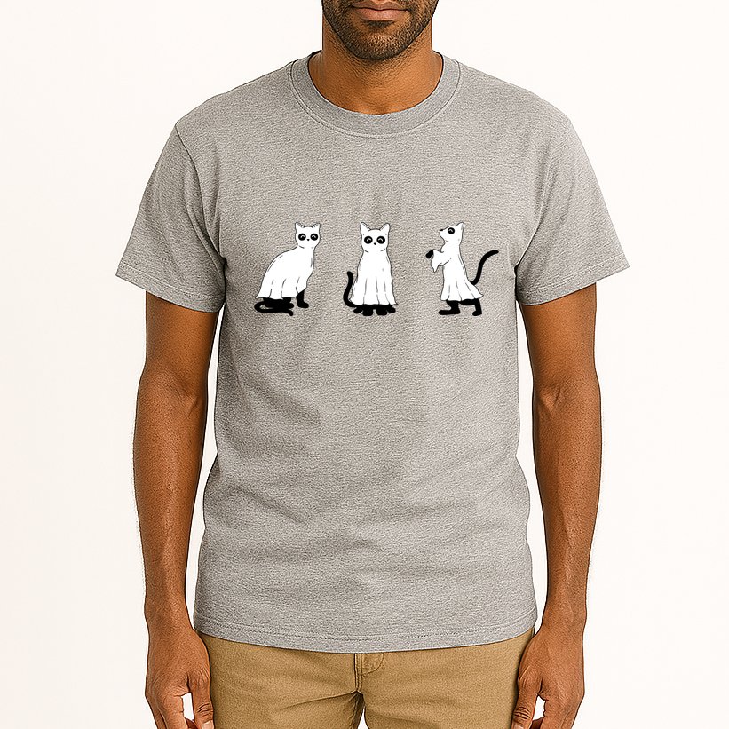 Ghost Cats Funny Halloween Tall T-Shirt