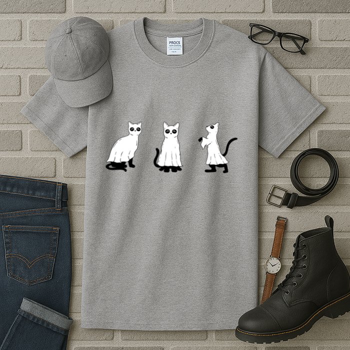 Ghost Cats Funny Halloween Tall T-Shirt