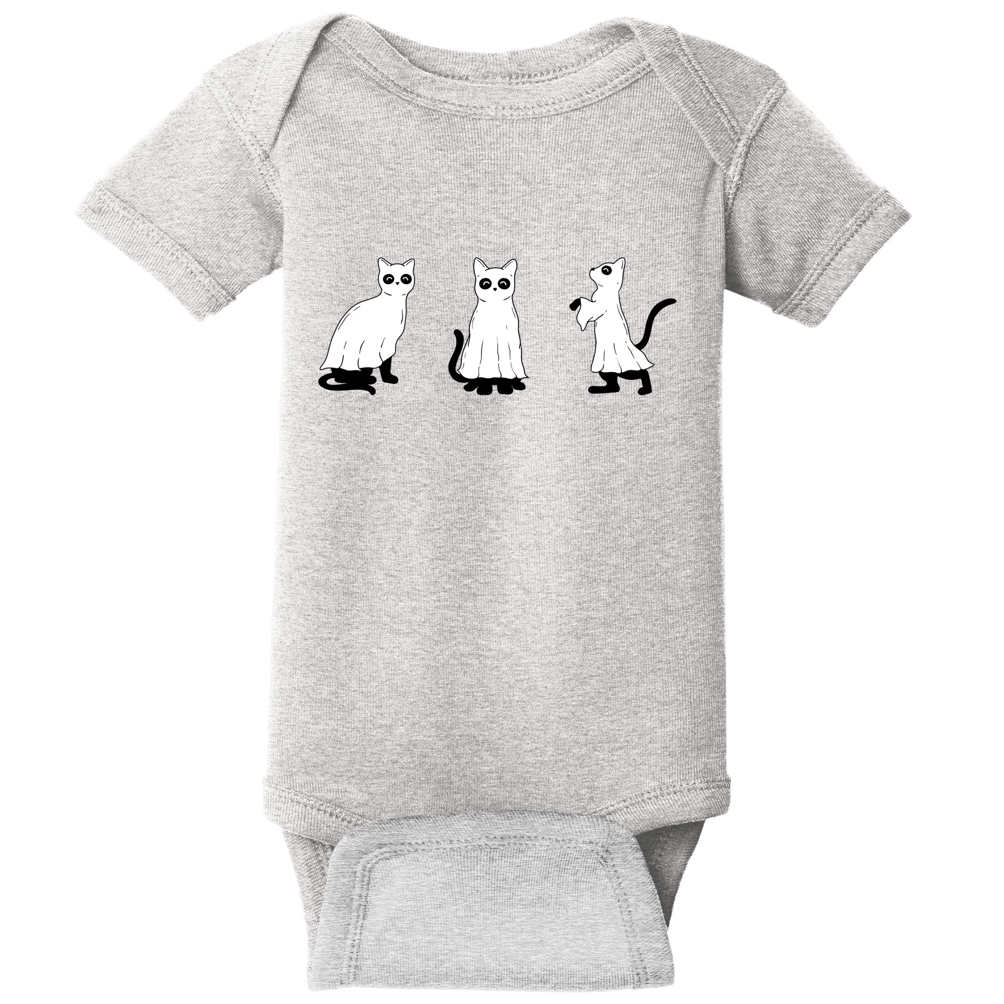 Ghost Cats Funny Halloween Baby Bodysuit