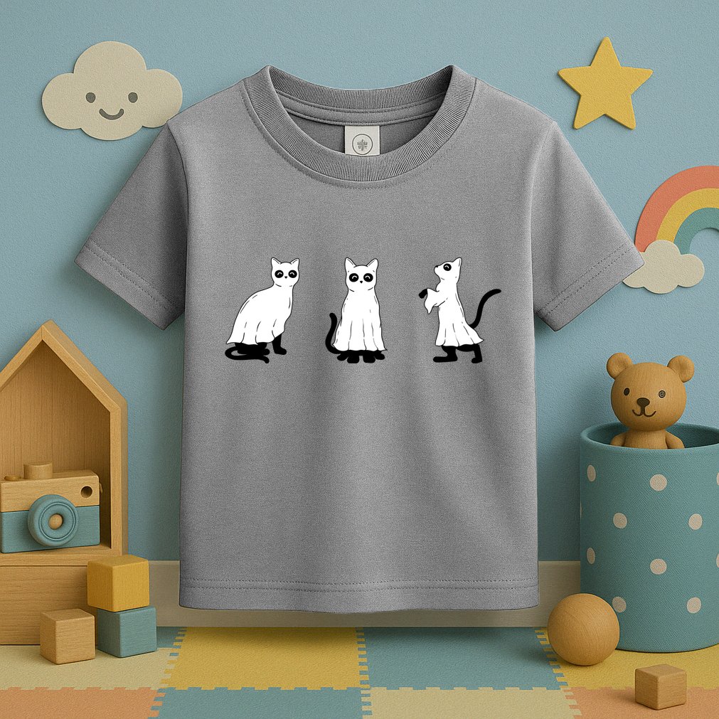Ghost Cats Funny Halloween Toddler T-Shirt