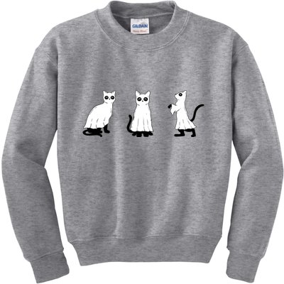 Ghost Cats Funny Halloween Kids Sweatshirt