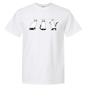 Ghost Cats Funny Halloween Garment-Dyed Heavyweight T-Shirt