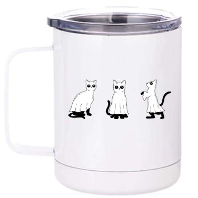 Ghost Cats Funny Halloween 12 oz Stainless Steel Tumbler Cup