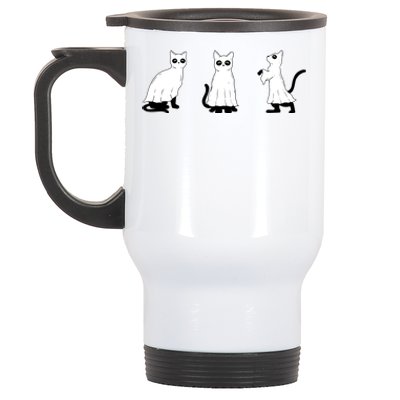 Ghost Cats Funny Halloween Stainless Steel Travel Mug