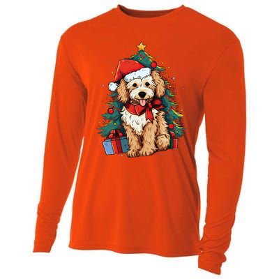 Goldendoodle Christmas Funny Dog Xmas Gift Cooling Performance Long Sleeve Crew