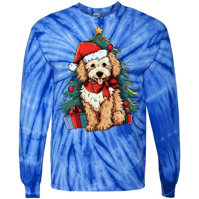 Goldendoodle Christmas Funny Dog Xmas Gift Tie-Dye Long Sleeve Shirt