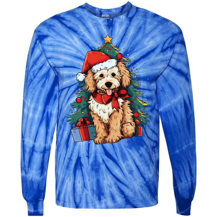 Goldendoodle Christmas Funny Dog Xmas Gift Tie-Dye Long Sleeve Shirt