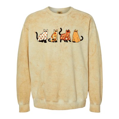 Ghost Cats Funny Halloween Cat Colorblast Crewneck Sweatshirt