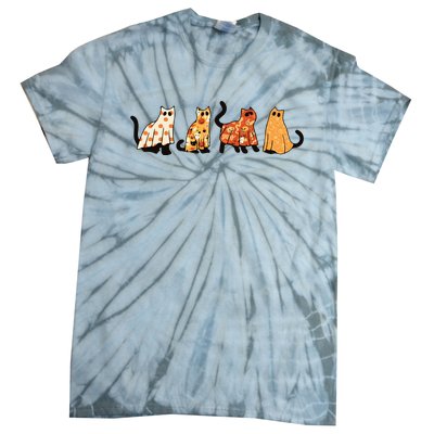 Ghost Cats Funny Halloween Cat Tie-Dye T-Shirt