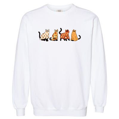 Ghost Cats Funny Halloween Cat Garment-Dyed Sweatshirt