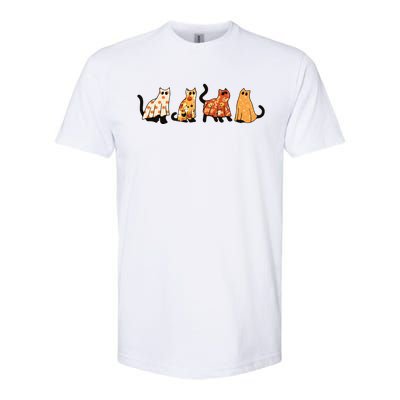 Ghost Cats Funny Halloween Cat Softstyle CVC T-Shirt