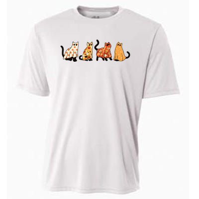 Ghost Cats Funny Halloween Cat Cooling Performance Crew T-Shirt