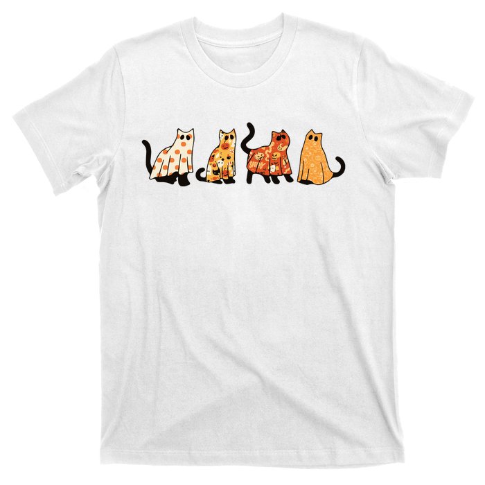 Ghost Cats Funny Halloween Cat T-Shirt