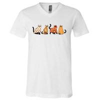 Ghost Cats Funny Halloween Cat V-Neck T-Shirt