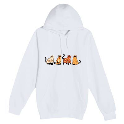 Ghost Cats Funny Halloween Cat Premium Pullover Hoodie