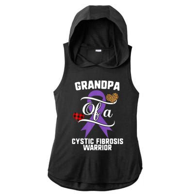 Grandpa Cystic Fibrosis Awareness Leopard Buffalo Plaid Gift Ladies PosiCharge Tri-Blend Wicking Draft Hoodie Tank