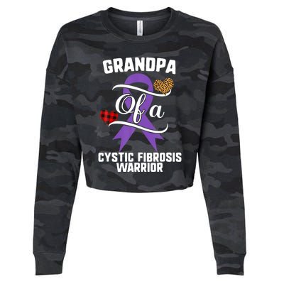 Grandpa Cystic Fibrosis Awareness Leopard Buffalo Plaid Gift Cropped Pullover Crew