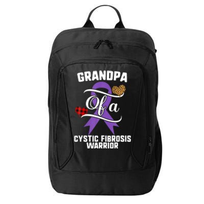 Grandpa Cystic Fibrosis Awareness Leopard Buffalo Plaid Gift City Backpack