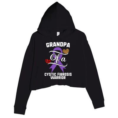 Grandpa Cystic Fibrosis Awareness Leopard Buffalo Plaid Gift Crop Fleece Hoodie