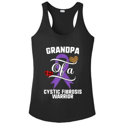 Grandpa Cystic Fibrosis Awareness Leopard Buffalo Plaid Gift Ladies PosiCharge Competitor Racerback Tank