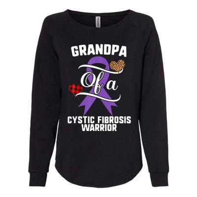 Grandpa Cystic Fibrosis Awareness Leopard Buffalo Plaid Gift Womens California Wash Sweatshirt