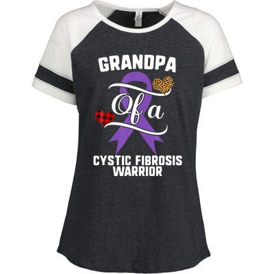 Grandpa Cystic Fibrosis Awareness Leopard Buffalo Plaid Gift Enza Ladies Jersey Colorblock Tee