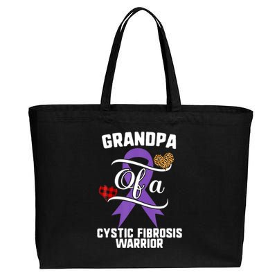 Grandpa Cystic Fibrosis Awareness Leopard Buffalo Plaid Gift Cotton Canvas Jumbo Tote