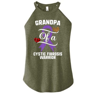 Grandpa Cystic Fibrosis Awareness Leopard Buffalo Plaid Gift Women's Perfect Tri Rocker Tank