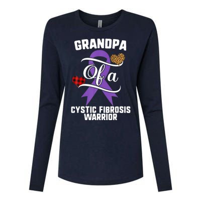 Grandpa Cystic Fibrosis Awareness Leopard Buffalo Plaid Gift Womens Cotton Relaxed Long Sleeve T-Shirt