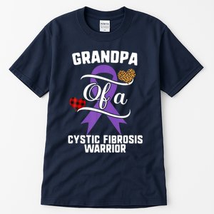 Grandpa Cystic Fibrosis Awareness Leopard Buffalo Plaid Gift Tall T-Shirt