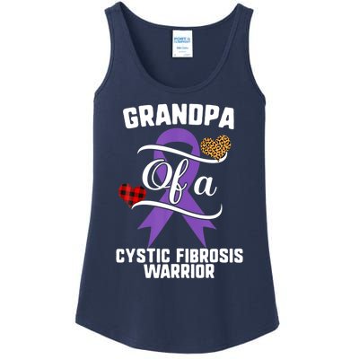 Grandpa Cystic Fibrosis Awareness Leopard Buffalo Plaid Gift Ladies Essential Tank