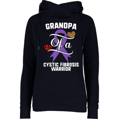 Grandpa Cystic Fibrosis Awareness Leopard Buffalo Plaid Gift Womens Funnel Neck Pullover Hood