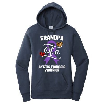 Grandpa Cystic Fibrosis Awareness Leopard Buffalo Plaid Gift Women's Pullover Hoodie